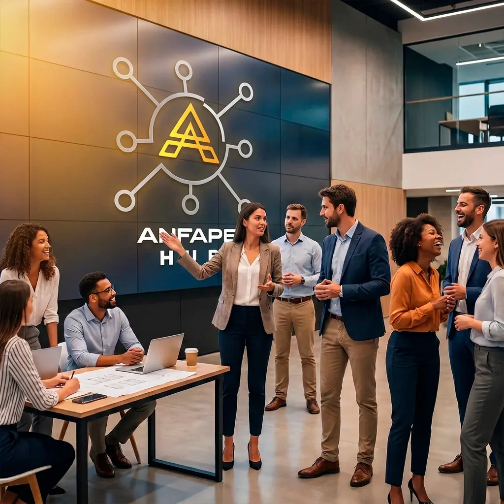 Equipe do ANFAPE Hub em reunião no escritório de inovação